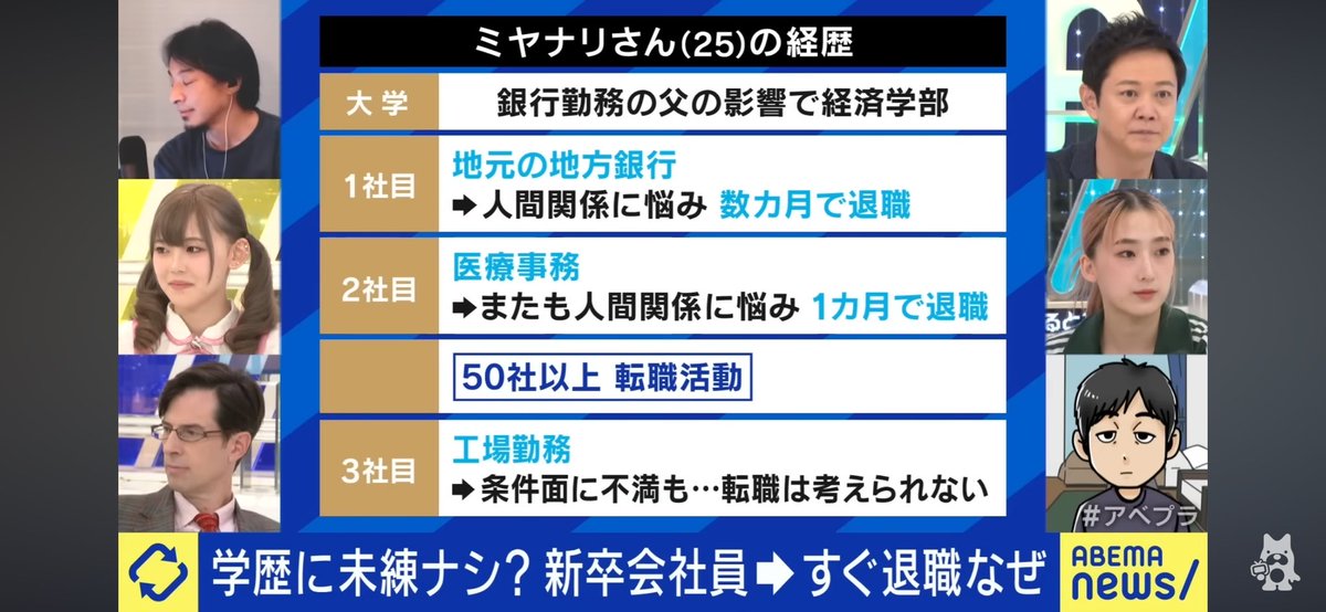 やはり人間関係ですか…。
軽貨物はいかが？😊
#転職 #AbemaTV #ABEMAPrime