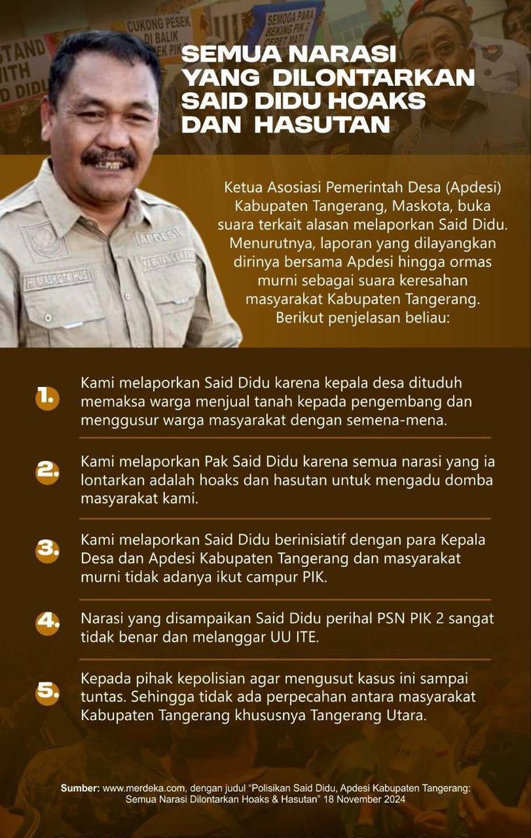 asimorome0's tweet photo. Sampai kapan @msaid_didu dibiarkan menyebarkan hoax, narasi kebencian dan adu domba antara Pemerintah dan masyarakat? Pihak berwenang @DivHumas_Polri harus segera bertindak.
#TangkapSaidDidu https://t.co/wjby4QkyzN
