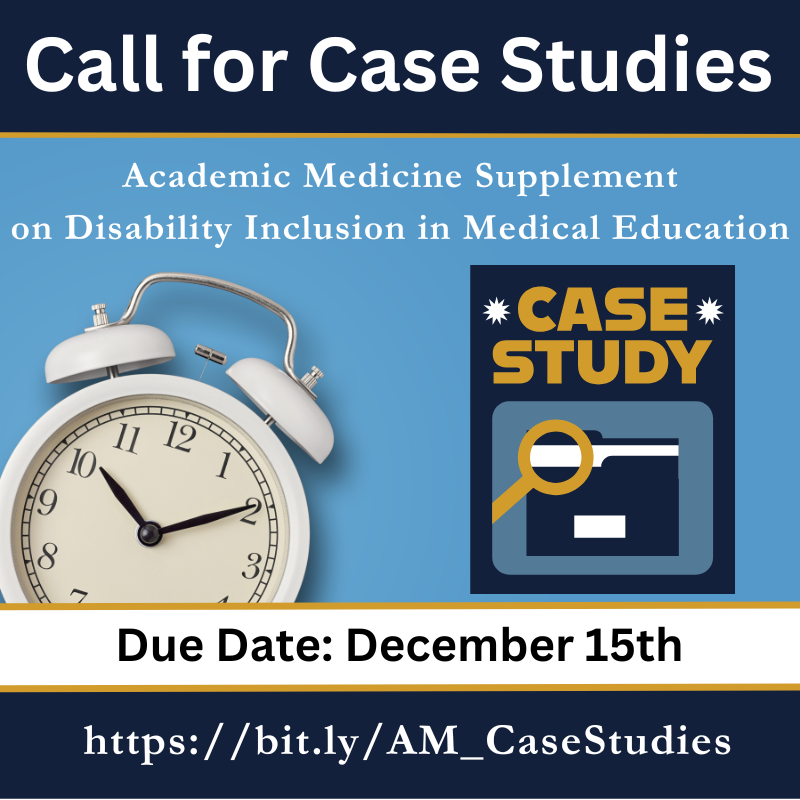 Lisa M Meeks, PhD, MA (@meekslisa) on Twitter photo ⏰ Time is running out!
📢 Submit your Case Studies for the <a href="/AcadMedJournal/">Academic Medicine</a> supplement on Disability Inclusion in Medical Education by December 15th!
We’re excited to amplify your insights and innovations. Let’s make an impact together! 🙌
🔗 bit.ly/AM_CaseStudies #MedEd ⏰ Time is running out!
📢 Submit your Case Studies for the <a href="/AcadMedJournal/">Academic Medicine</a> supplement on Disability Inclusion in Medical Education by December 15th!
We’re excited to amplify your insights and innovations. Let’s make an impact together! 🙌
đź”— bit.ly/AM_CaseStudies #MedEd