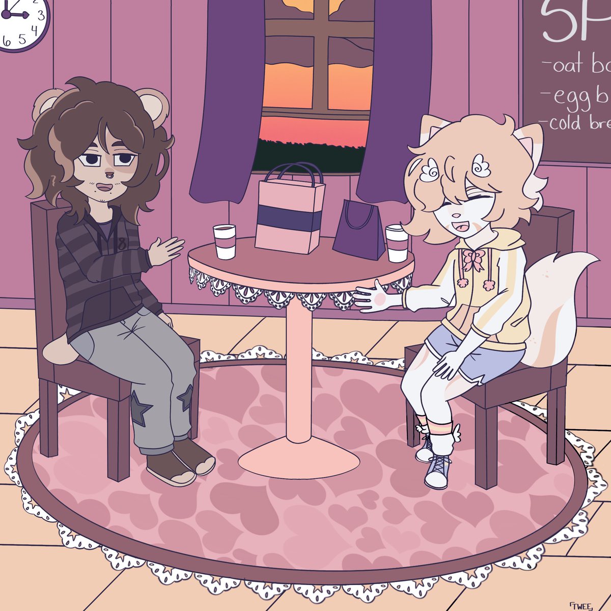 tweearts's tweet photo. welcome to the lofi cafe 🍵💜

art for @pupcheerioss !

#art #furryart #furry #scene #lofi #cafe #smallartist #promo2  #arttrade #aesthetic #artist #ArtistOnX https://t.co/k0UsnmzzIv