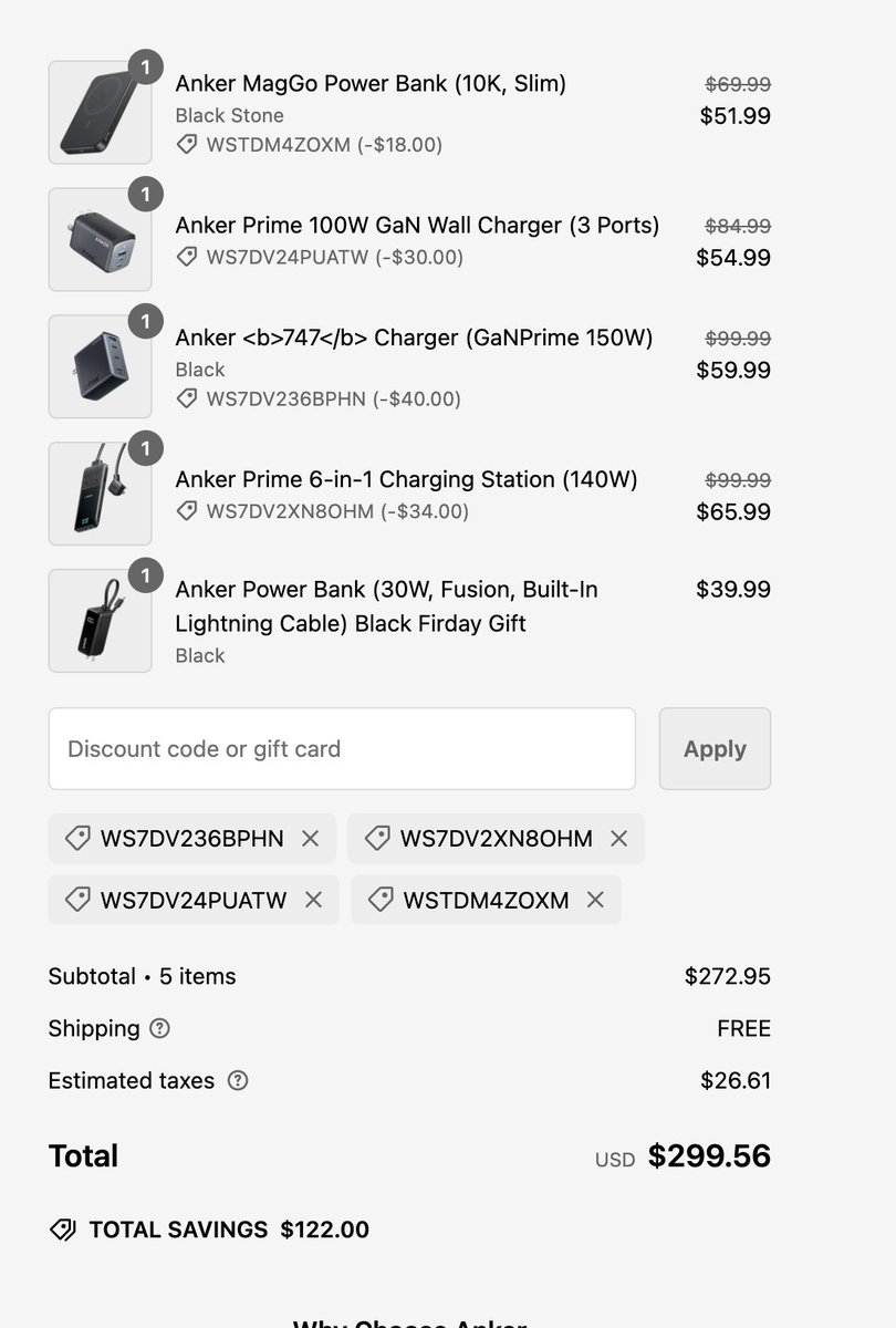 Johnnytk36's tweet image. I think @AnkerOfficial  is trying to scam us this year with BF Deals. They keep adding a "free" gift to my cart, but charing me for the cost of the item. Everytime I remove it, it get auto added back.