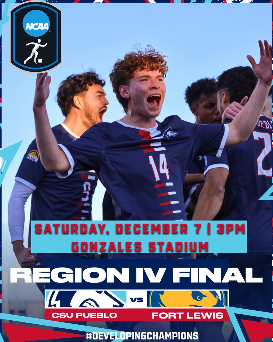 🚨It'S OFFICIAL, Pack Nation!

<a href="/csupmsoccer/">CSU Pueblo - Men‘s Soccer</a> will host the NCAA Region IV Final on Saturday, December 7 and will face a familiar foe in Fort Lewis

Kickoff is at 3PM at Gonzales Stadium

Make plans to come out and #BackThePack in the fourth match-up against the Skyhawks this year