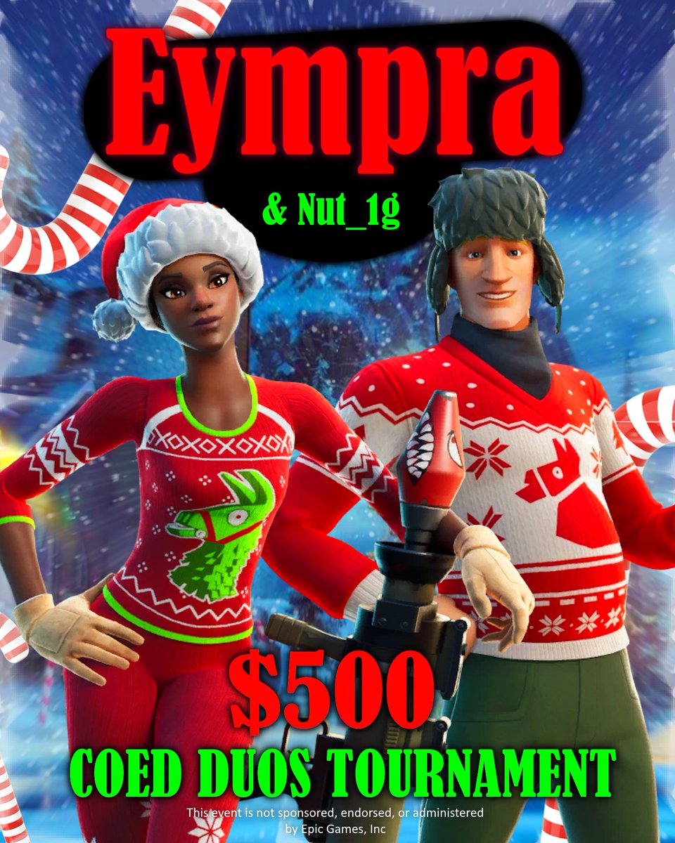 Eympra's tweet photo. ✨$500 Coed Duos Tournament✨

📅December 21st, 9pm EST
🎮5 build games, NAC 

📌To be considered:
- Follow @Eympra &amp; @Nut_1g
- Like &amp; Retweet ♻️
- Reply if interested💖 https://t.co/Y0pHXAct8D