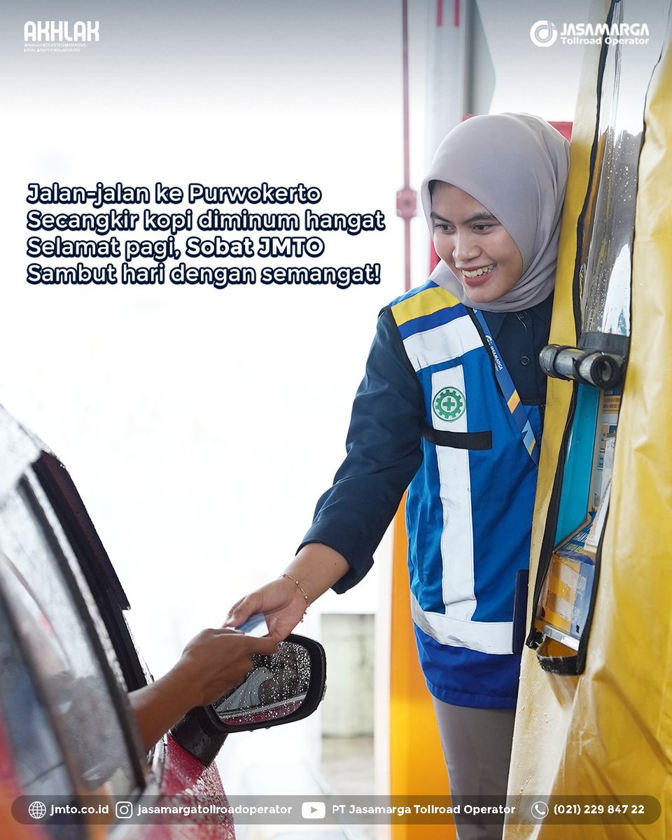 Jalan-jalan ke Purwokerto, secangkir kopi diminum hangat ☕
Selamat pagi, Sobat JMTO! 🌅
Sambut Hari dengan Semangat!

Yuk, kita mulai hari ini dengan energi positif dan senyum ceria.

#SemangatSenin
#JasamargaTollroadOperator
