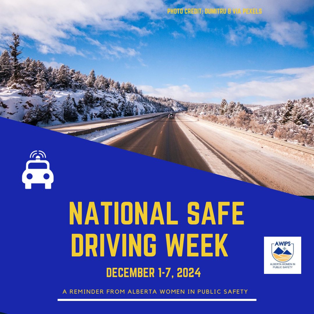 ❄️🚗 National Safe Driving Week: Dec 1–7

Winter roads can be dangerous—let’s stay safe:
✅ Slow down on icy roads.
✅ Check your tires, lights, and fuel.
✅ Stay focused—no distractions!
✅ Plan ahead for weather conditions.

Drive safe this season!

#WinterRoadSafety #AWIPS_AB