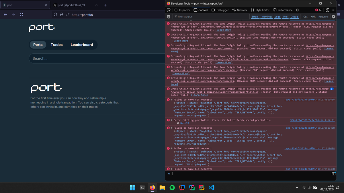 isehsnap's tweet photo. @portdotfun i still can't use the app
I get this error in console when opening the app https://t.co/hqlTeCTVvO