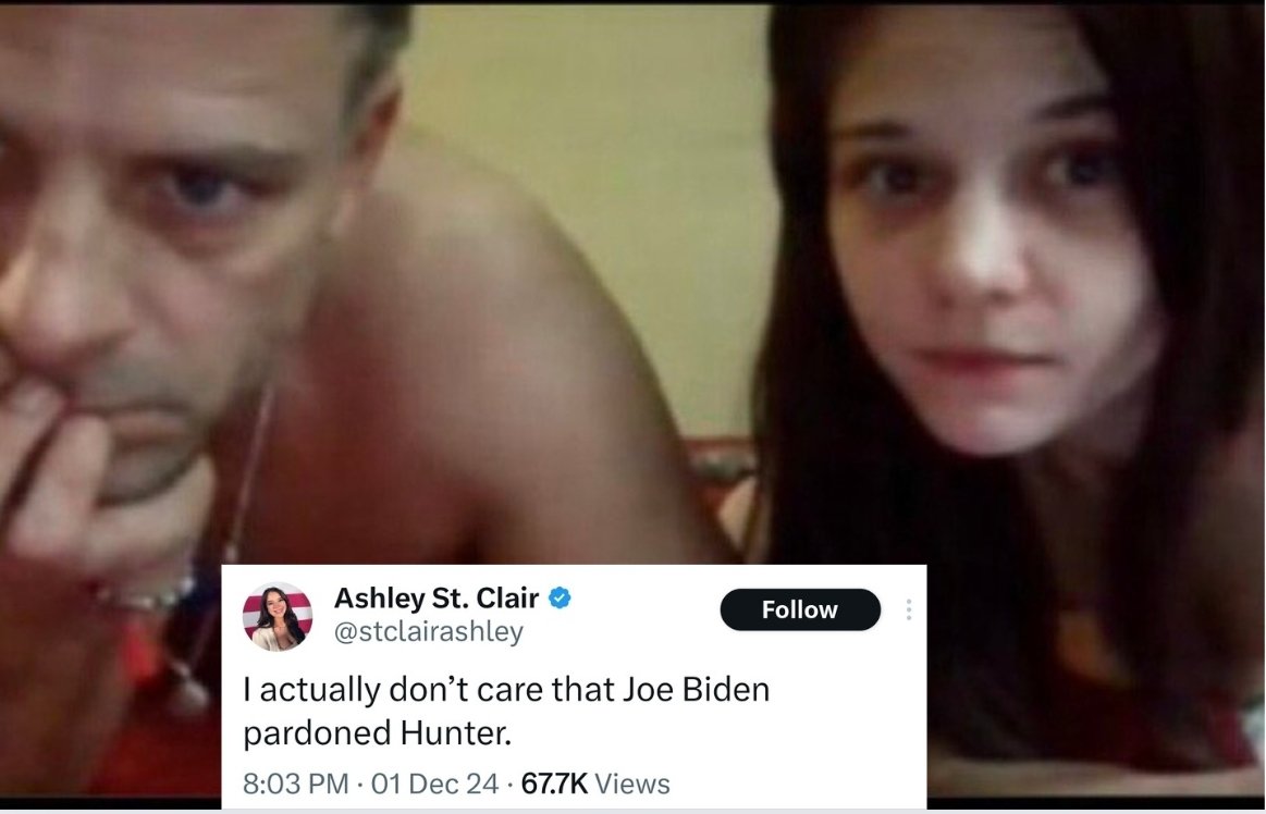 ShadowofEzra's tweet photo. Ashley St. Clair proudly defends Hunter Biden's crimes against children.

"I actually don't care that Joe Biden pardoned Hunter." https://t.co/0yOf4zifC0