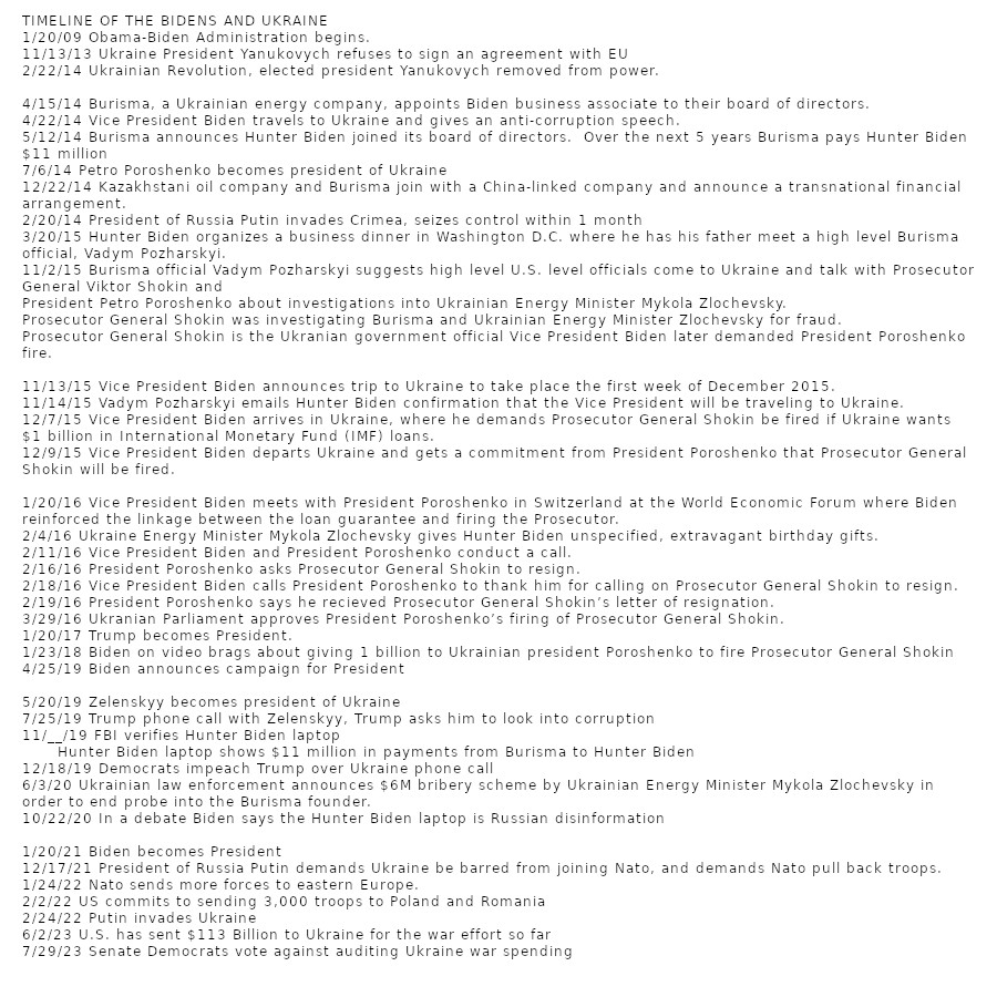 TimelinesTruth's tweet photo. @runningbear @Liz_Wheeler Timeline of the business dealings of the Bidens and Ukraine https://t.co/riFtTnyt2e