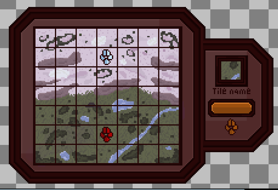 brannsburrow's tweet photo. Now that a UI element and mock-up map has been decided on it's time to craft the entire map for the pre-alpha build of my game using my handcrafted tilesets &amp; props! Wish me luck! #pixelart #madewithunity #gamedev https://t.co/9PcM4GR3c6