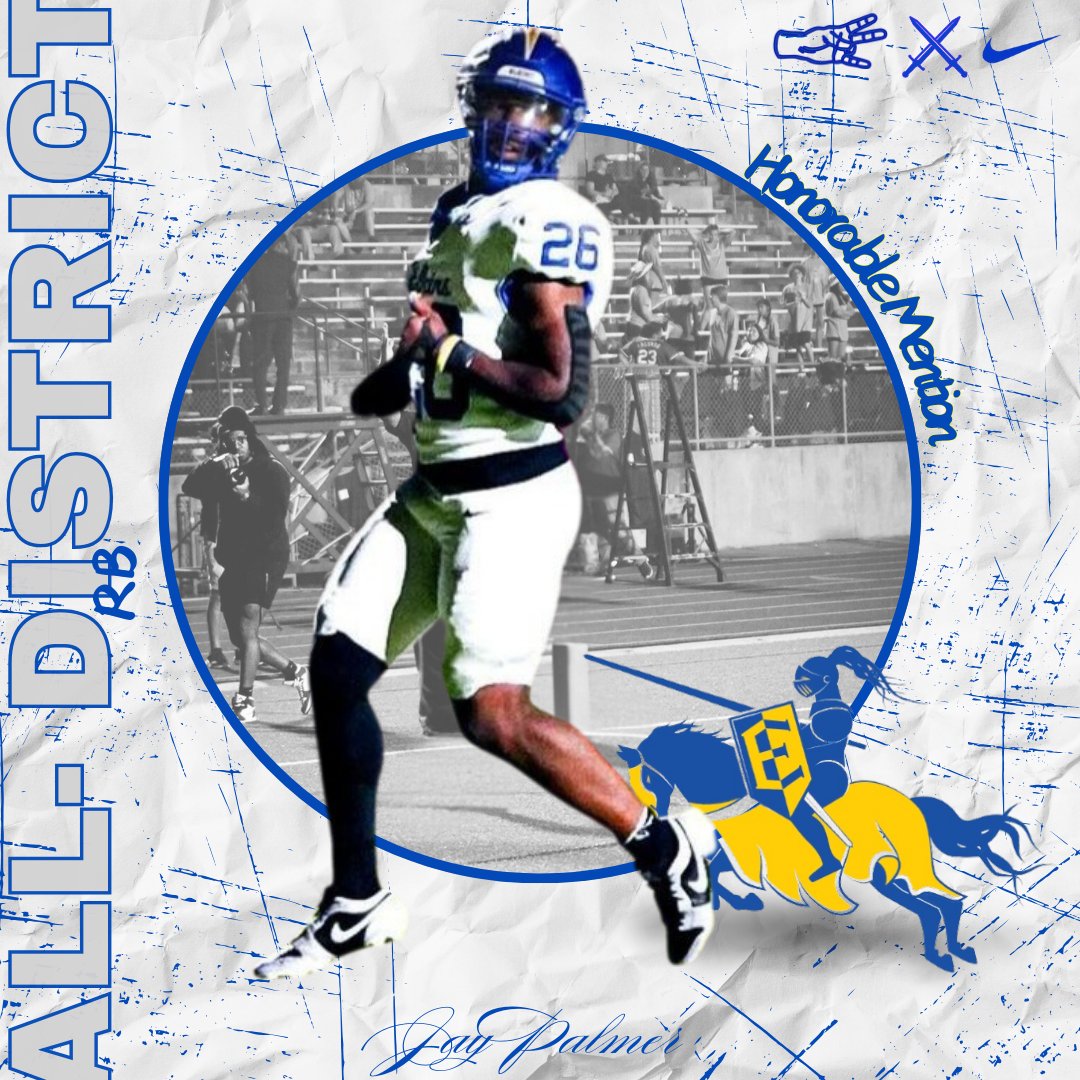 Fort Bend Elkins Football (@elkinsfootball) on Twitter photo Congratulations:
Jay Palmer - <a href="/TheJay_Palmer/">Johnny “Jay” Palmer</a>
#26 - JR. RB
Honorable Mention Running Back Congratulations:
Jay Palmer - <a href="/TheJay_Palmer/">Johnny “Jay” Palmer</a>
#26 - JR. RB
Honorable Mention Running Back