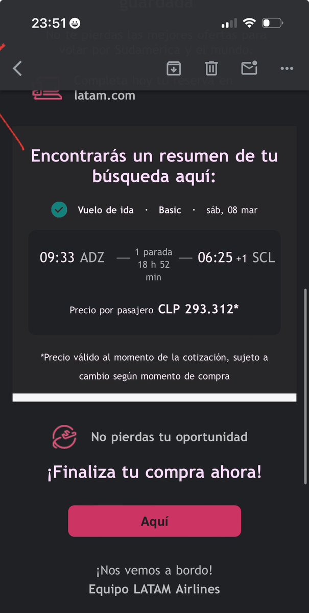 msanchezfco's tweet photo. @LATAM_CHI por error de la pagina no pude comprar un pasaje y al volver a intentar suben el precio en 30mil. Justamente me había enviado una cotizacion, que gran estafa. 
@SKYAirline_CL @VuelaJetSMART @SERNAC https://t.co/mmKEuYYysS