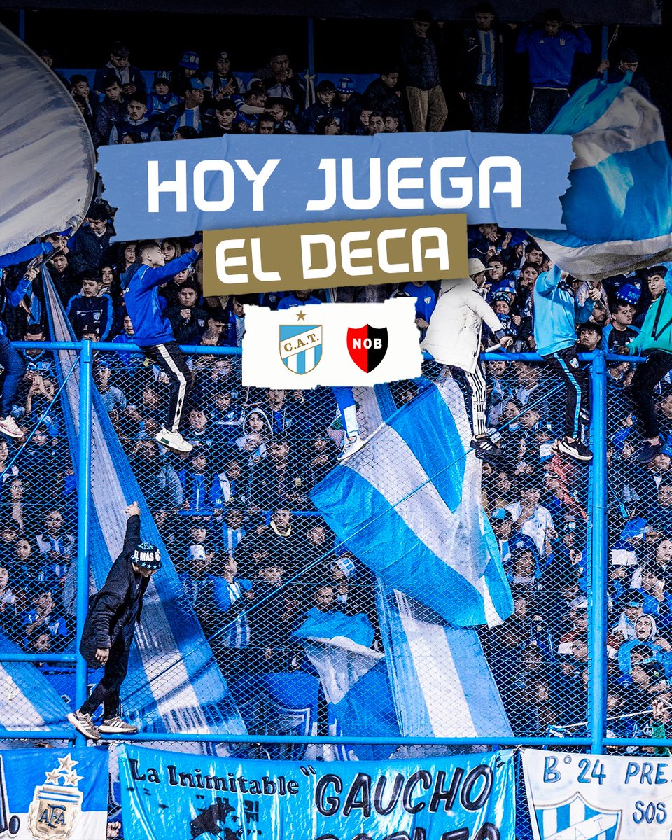 ATOficial's tweet photo. ¡Hoy hay fútbol de Primera en Tucumán!

¡Hoy juega el Deca! 🩵🤍

🆚 Newell's
⌚ 22:00
🏟 José Fierro 
📺 TNT Sports https://t.co/wfkk5TatS0