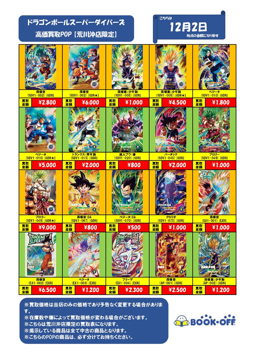 ✨【買取情報】✨ ドラゴンボールスーパーダイバーズ 高価買取表になり