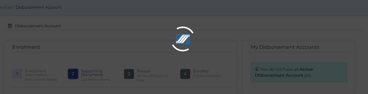 IANVARIVS's tweet photo. @MYSSSPH Can't seem to complete the enrollment of Disbursement Account on my.SSS. It's been like this since Friday. Website is stuck with the loading animation upon once we click the next button. https://t.co/TPtEi9BSEm