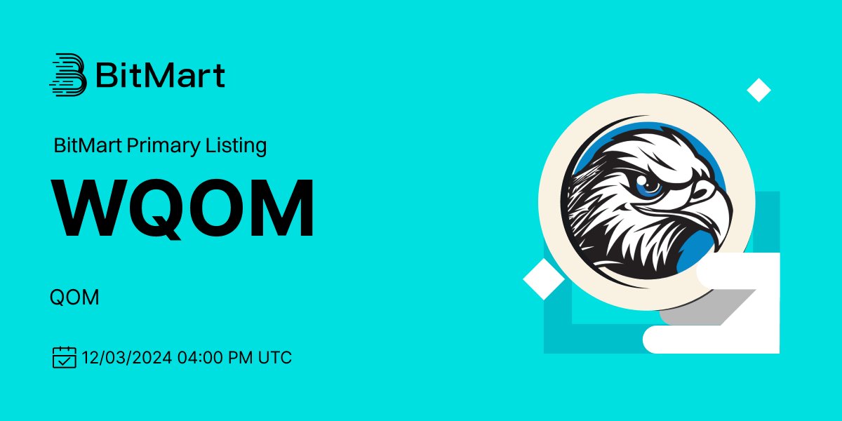 #BitMart is thrilled to announce the exclusive primary listing of QOM (WQOM) <a href="/QomLOne/">QOM ONE</a>🎉

💰Trading pair: WQOM/USDT
💎Deposit: 12/2/2024 4:00 PM UTC
💎Trading: 12/3/2024 4:00 PM UTC

Learn more: support.bitmart.com/hc/en-us/artic…