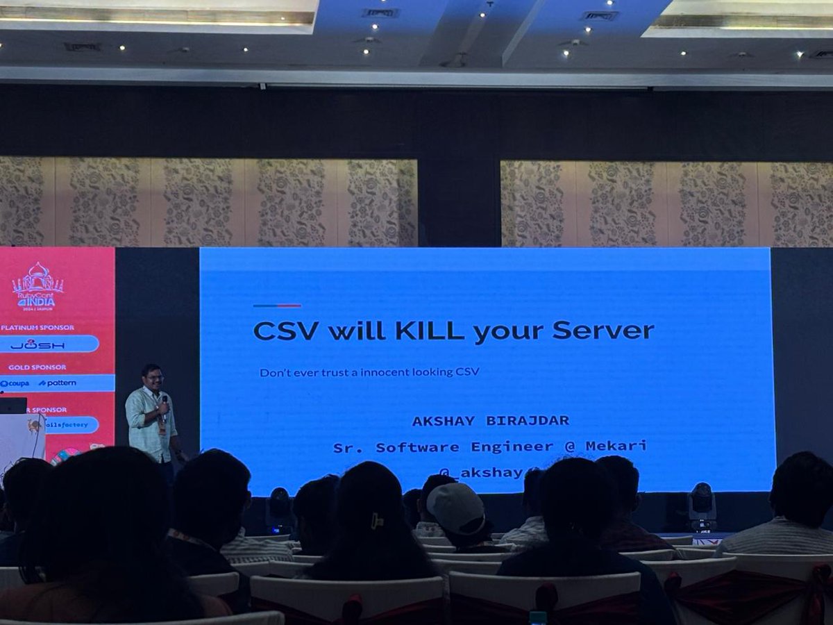 This year's RubyConf was absolutely fantastic! 🎉
I delivered a flash talk about war room stories, made many new Ruby friends, and met some old ones!
My biggest takeaway: **Ruby is going strong** 💎💎🚀🚀
Looking forward to next year already!
#RubyConfIndia2024 #ruby