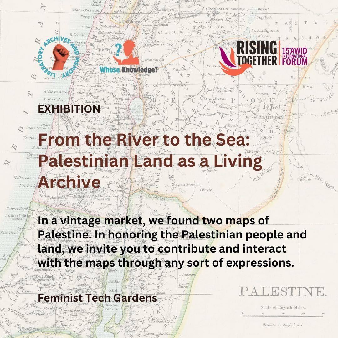 In the #FeministTechGardens, you will find a series of maps from Palestine, brought by our Liberatory Archives and Memory program 🍉

We invite you to interact with the maps through ways that honour Palestinian lives, memories, and histories. Join us at the festival hall 📍