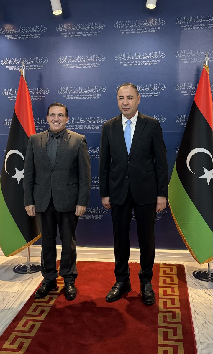 Yesterday it was a privilege for me to meet the Acting Minister of Foreign Affairs Taher Albaour to discuss the latest political developments and cooperation between the two countries. <a href="/DeputyPMIanBorg/">Ian Borg</a> <a href="/MaltainLibya/">Embassy of Malta in Libya 🇲🇹🇱🇾</a>