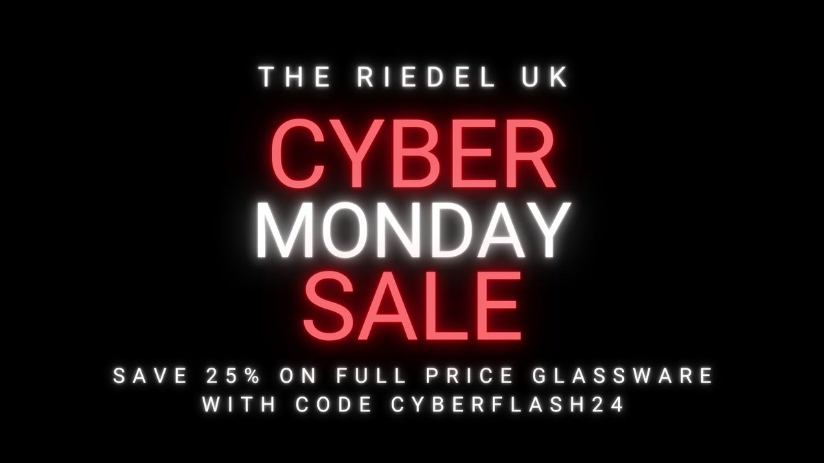 Okay, one more sale.

For one day only, save 25% on all full-price glassware with code CYBERFLASH24.

riedel.com/en-gb/shop#sor…