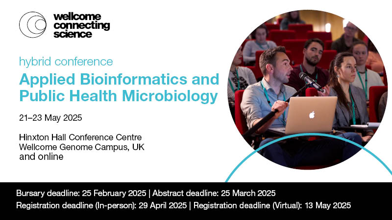See new #genomics tools and technologies in action at our Applied #Bioinformatics 2025 conference! #ABPHM25

🗓️Dates: 21-23 May 
Bursary support available 💸

Explore how new advances are being used to address global public health demands!

📎 More info: bit.ly/3XW3XIX