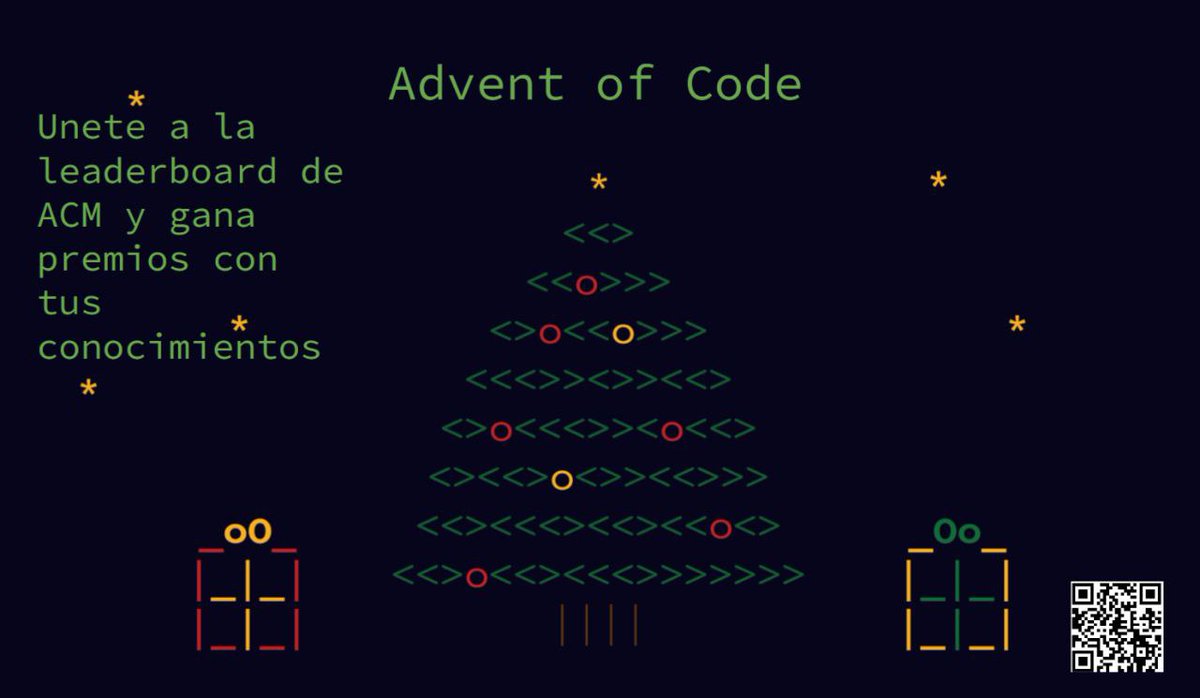 acmupm's tweet image. 🎄 ¿Notas el espíritu navideño en el aire? 🎅
¿Tienes ganas de entrenar tus habilidades de programación? 🚀💻
🎯 Únete al Advent of Code con ACM 🎯
🗓️ Hasta el 25 de diciembre, cada día tendrás un reto de programación para resolver.
forms.gle/Lz1BxkRxdaEcRq…