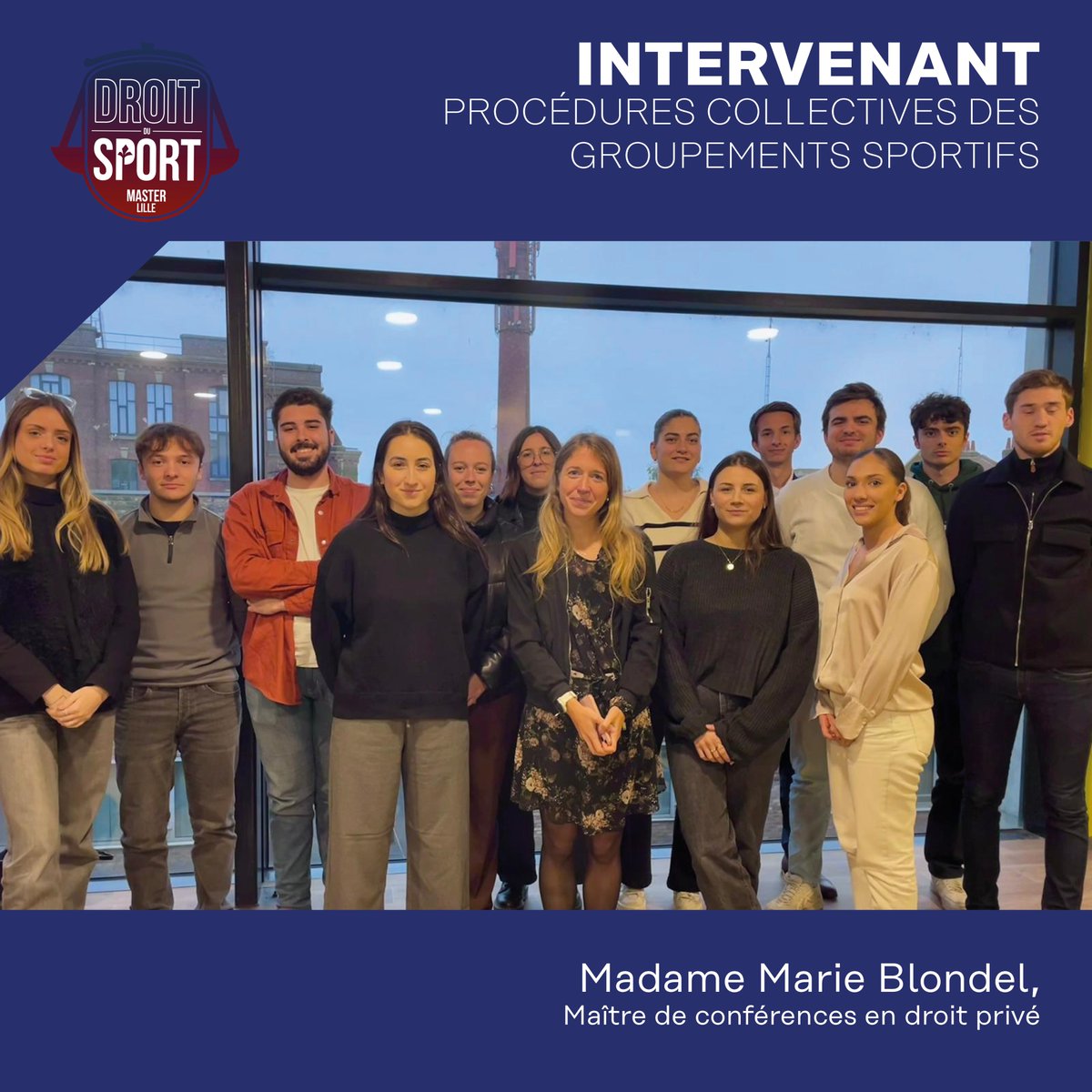 Le Master Droit du Sport a accueilli Madame Marie Blondel, Maître de conférences en droit privé, lors d’un séminaire relatif aux procédures collectives des groupements sportifs: contrôle financier des clubs, spécificités des règles en vigueur et application au secteur sportif.