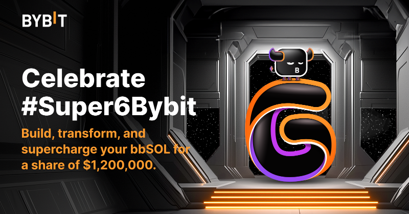 Bybit_Official's tweet photo. 🎉 Celebrate the year end with #Super6Bybit!

🚀Adopt, Build, Transform, and Supercharge your $bbSOL as Bybit celebrates its 6th Anniversary for a chance to share up to $1,200,000 Prize Pool!

🫵 Sign Up Now! Click The Banner!