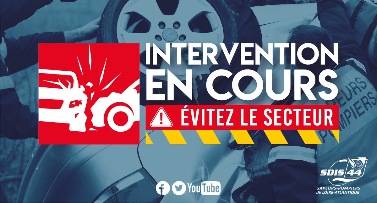 SDIS44's tweet image. 🔴 Les sapeurs-pompiers de #LoireAtlantique interviennent pour un #accident de circulation Route des Piliers angle VM 31 Rte de St Mars du Desert à #MauvesSurLoire.
➡️ Ne vous engagez pas sur les voies ✖️ ⛔️
➡️ Respectez le périmètre de sécurité 🚧 ⚠️