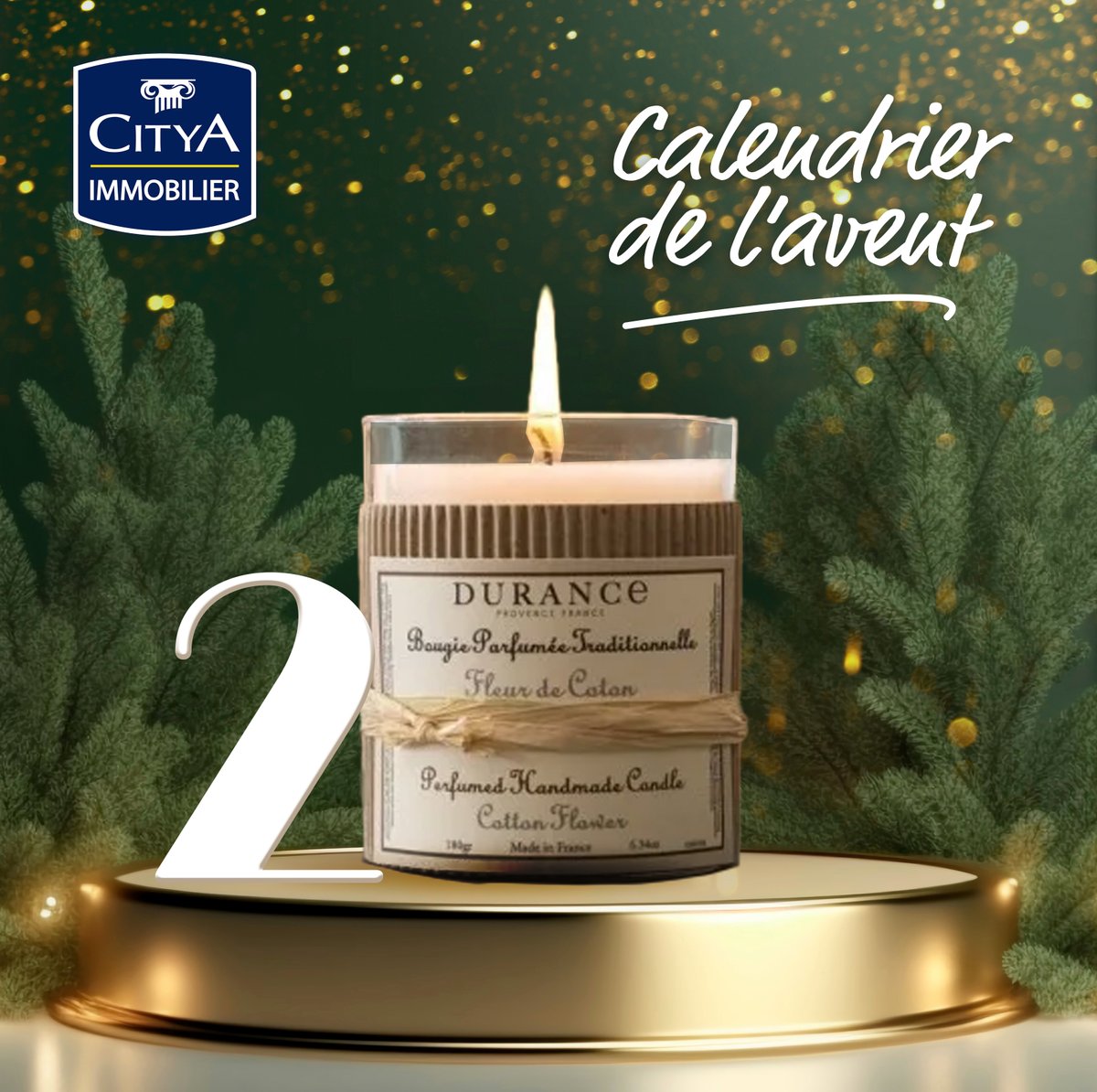 CITYAimmobilier's tweet photo. #CalendrierdelaventCitya - Jour 2 🎅🎄

Nous vous proposons de remporter une bougie Durance à la fleur de coton !

Pour participer, il vous suffit de :

➡️ RT + Follow
➡️ Tag 1 ami en commentaires

Tirage au sort demain ! 🍀 https://t.co/22HYSCFhfF