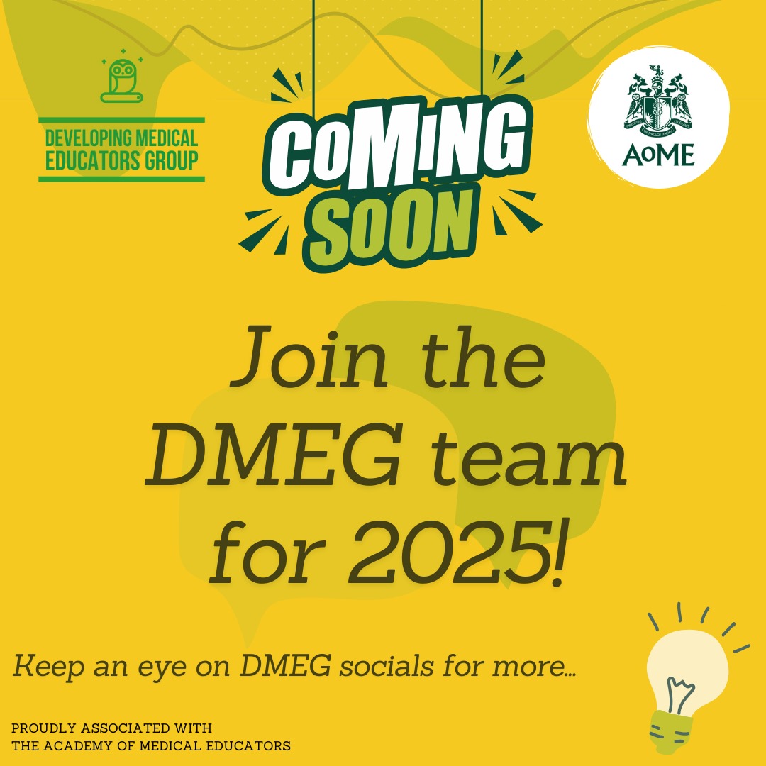 Developing Medical Educators Group (DMEG) (@devmeded) on Twitter photo 📣 COMING SOON 📣
2025 is bringing a new line of <a href="/DevMedEd/">Developing Medical Educators Group (DMEG)</a> recruitment!
Details to follow soon!
Keep an eye here, or on our Linktree - linktr.ee/DevMedEd for an exciting opportunity to be involved in #MedEd leadership + helping developing educators in 2025 + beyond! 📣 COMING SOON 📣
2025 is bringing a new line of <a href="/DevMedEd/">Developing Medical Educators Group (DMEG)</a> recruitment!
Details to follow soon!
Keep an eye here, or on our Linktree - linktr.ee/DevMedEd for an exciting opportunity to be involved in #MedEd leadership + helping developing educators in 2025 + beyond!