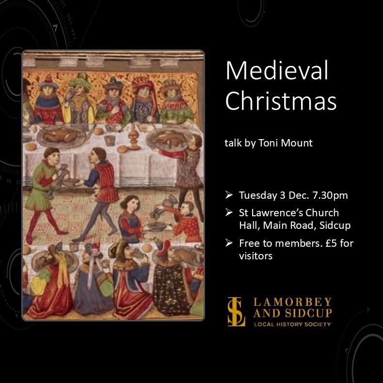 Tues 3 Dec is our last meeting before Christmas. This means drinks, nibbles and a raffle. Christmas hats and jumpers are optional! Our speaker for the evening is Toni Mount who will be talking to us about Medieval Christmas, exploring origins and traditions. #Christmas #History