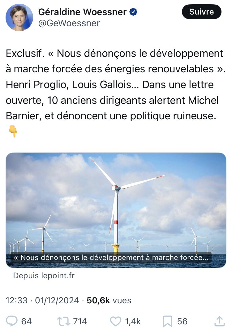 Gégé, relaie une "tribune" anti-EnRs (avec, en lien au moins un de ses articles) et se fait le passe-plat de Christian Gérondeau… Climatosceptique notoire.
Il n’y a pas de "marche forcée", nous sommes en retard sur nos objectifs.
Même l’IEA le dit.