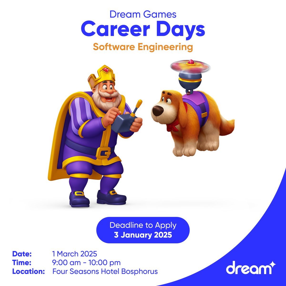 Join Us for Dream Games Career Days!

Are you a 4th-year university student eager to start your journey in the mobile gaming industry? Take the first step by attending our event, where you’ll gain global insights from our software engineering teams, participate in hands-on