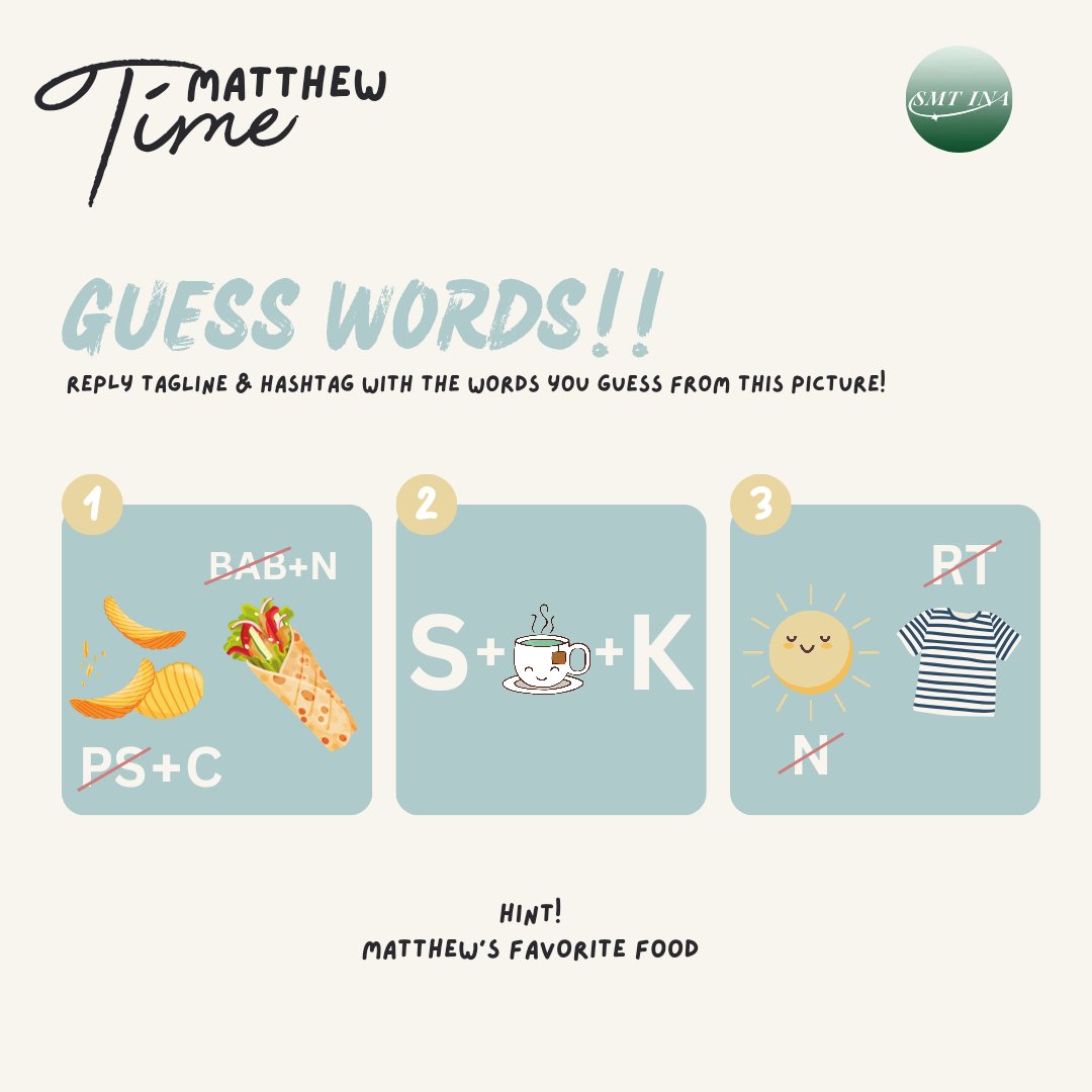 SEOKMATTHEW_INA's tweet photo. ‼️It's #MatthewTime 🦊 ‼️
Seokryudans & Ze_roses🌹who love Seok Matthew, go drop the tagline & hashtag the words you guess!
GOALS
🔒50 RTs
🔒100 Replies
Matthew, you can do it!!!
우리 매튜야 잘 할수있어!!!
#SEOKMATTHEW #석매튜
#ソクマシュー #石馬修
#ZEROBASEONE #제로베이스원 https://t.co/5bWfqVDoT9
