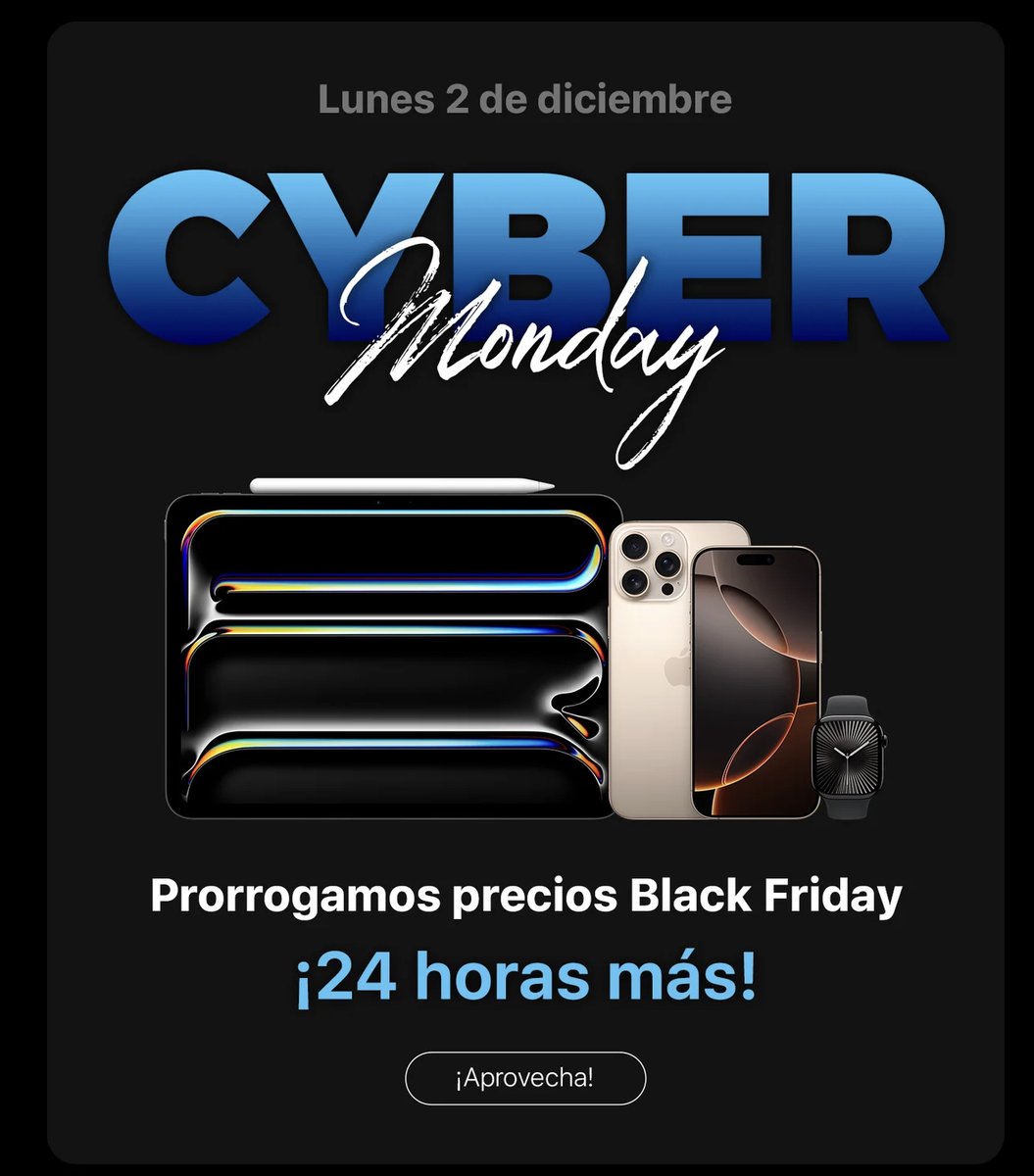 ⚡ Cyber Monday, 24 horas más de precios de Black Friday 
macnificos.com/black-friday-2…