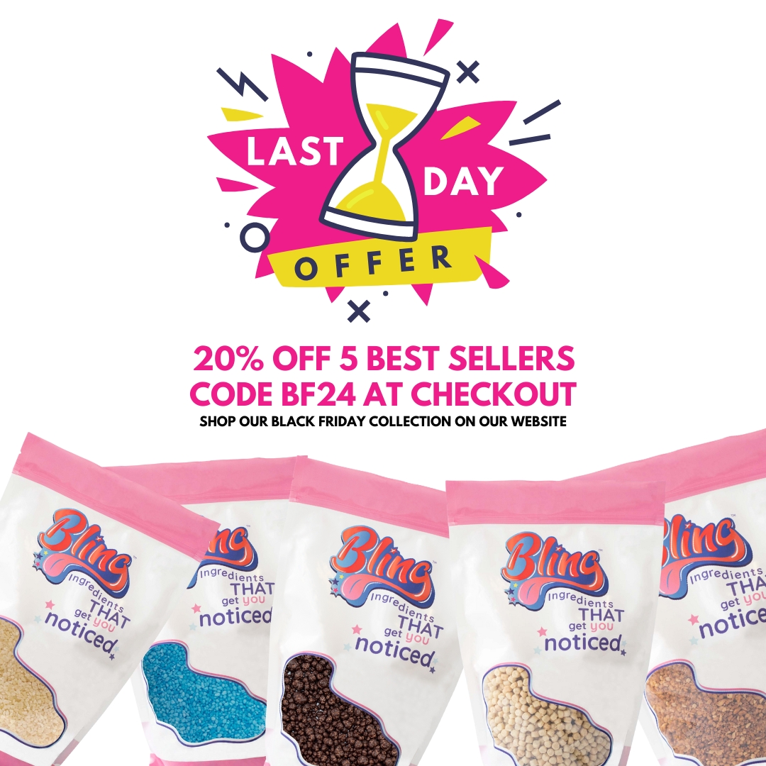 It's the last day of our Black Friday deals! ⏳

Grab an amazing offer before the code expires at midnight tonight! Shop the Black Friday collection on our website. Enter code BF24 at checkout to get 20% off some of our best sellers!

blingingredients.com/collections/bl…