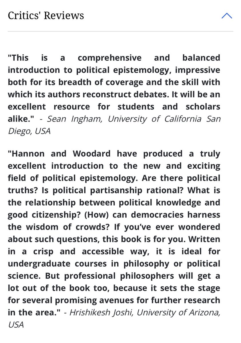 If this is what the critics are saying about “Political Epistemology: An Introduction,” imagine what the fans must think. 

Pre-order here: 
routledge.com/Political-Epis…?