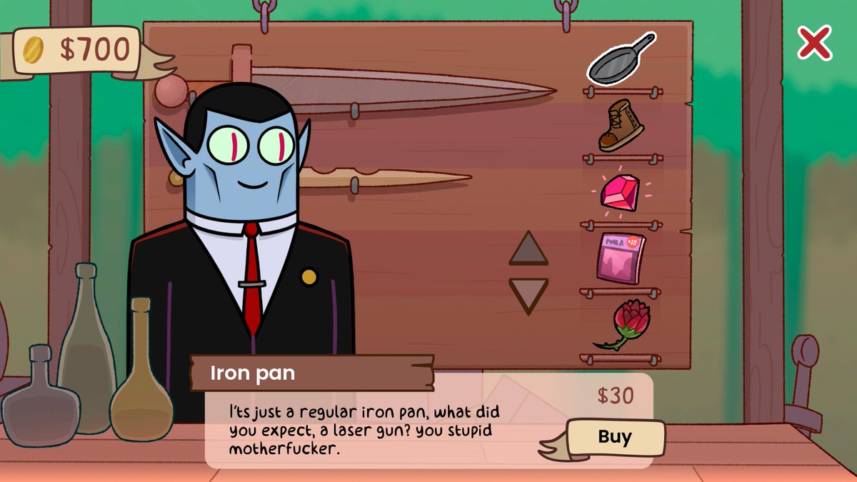 PurpleFlameNSFW's tweet photo. More Adventure Time updates!
This time we got to show:
-The map
-The shop
-And the menu with the name of the game! https://t.co/2W59C4JsLW