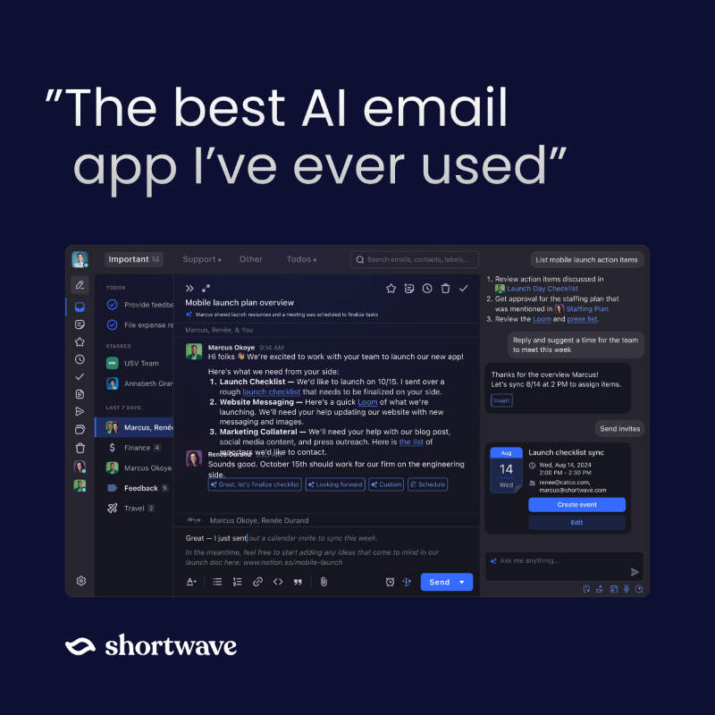 Shortwave's tweet photo. AI-native email for business

Supercharge your team's productivity with advanced AI &amp; real-time collaboration