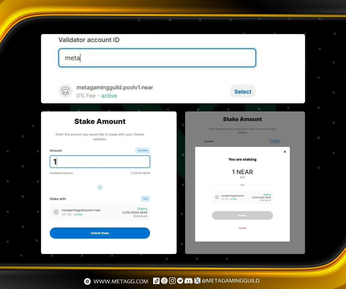MetaGamingGuild's tweet photo. 📣 MGG NEAR Validator is Now Active and Running!

Head over to https://t.co/lb3Pmd1l9Z, find the MGG Validator and start staking your $NEAR tokens today. Up to 8.9% APY 💸

👉🏻 Need a little help? Here is a quick step-by-step guide on how to stake NEAR tokens to MGG Validator using @NEARProtocol wallet: https://t.co/e5HqPvNl9T

#NEAR #NEARProtocol #MGG #validator #NEARvalidator #DeFi #crosschain #dApps