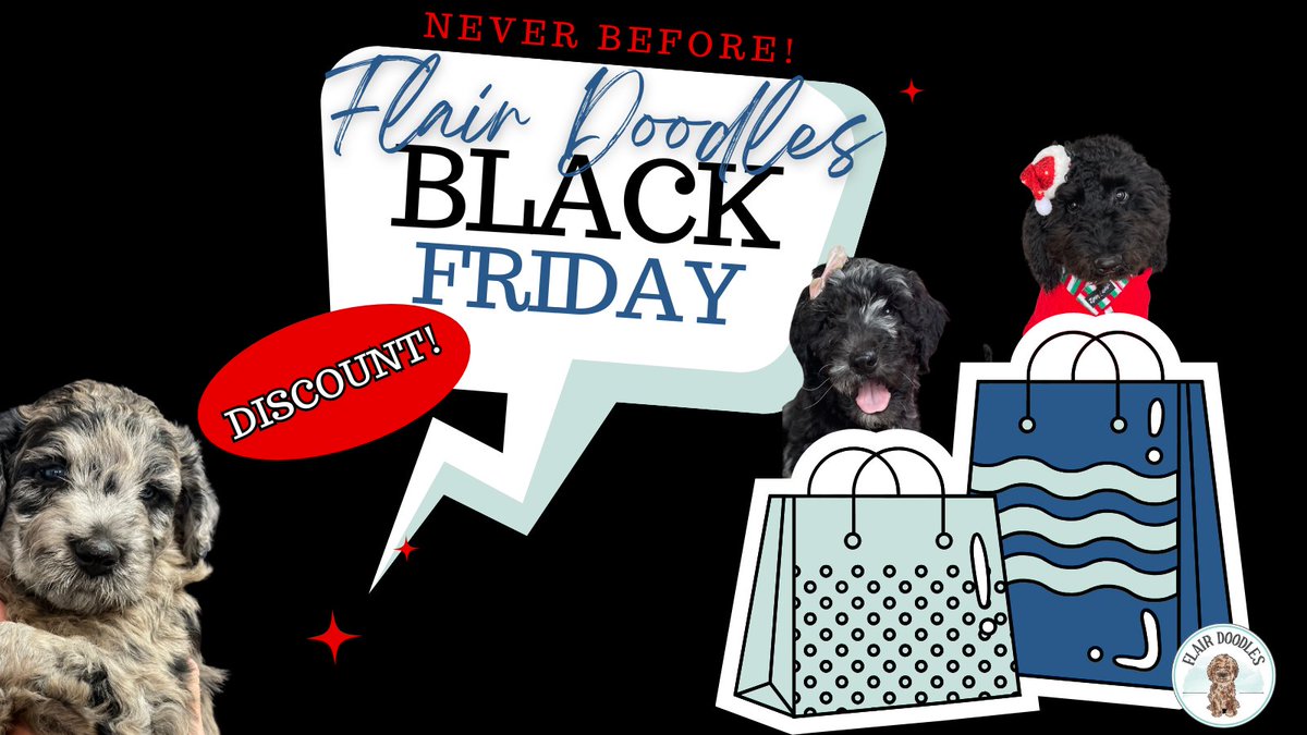 Flairdoodles's tweet photo. 🚨BLACK FRIDAY DISCOUNT🚨 Goldendoodle Puppies Due Dec 21sst. Now thru 12/13 reserve a puppy to take advantage of this never before discount! 💲

For more info 👉🏻 https://t.co/FwnJE8rbTt 

#FlairDoodles #GoldendoodleBreederMcKinney #McKinney #McKinneyTX https://t.co/LmKNkOYtKh