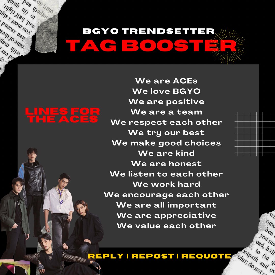 BGYOtrendsofc's tweet photo. We are ACEs

BGYO THE BREADWINNER

#BGYO @bgyo_ph https://t.co/Hn7NlKU9hQ