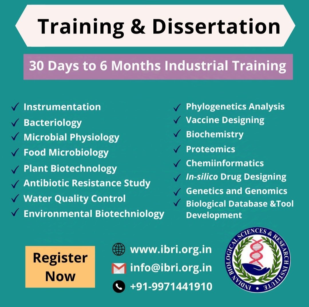 NoidaIbri's tweet image. Looking to gain practical skills in life sciences? IBRI offers lab&amp;amp;online training in biotech&amp;amp;bioinformatics field,with a focus on hands-on experience.
Register At- ibri.org.in/ProjectTrainin…
For query- Call: +91 9999509892,Email: info@ibri.org.in
#lifescience #projecttraining #ibri