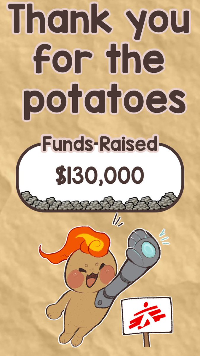 Halcyon Frequency (@halcyonmhz) on Twitter photo And that's a wrap, folks! Thanks for another great HOT POTATO!🥔🔥
We raised a whooping 🌟$130,000🌟 for <a href="/MSF_USA/">Doctors w/o Borders</a>, which is a new Hot Potato RECORD!
Massive thanks to all who came out to support the event!
<a href="/tiltify/">Tiltify</a> <a href="/MSFUSAStreaming/">Streamers Without Borders 🎮</a> #RimWorldHotPotato #StreamersWithoutBorders And that's a wrap, folks! Thanks for another great HOT POTATO!🥔🔥
We raised a whooping 🌟$130,000🌟 for <a href="/MSF_USA/">Doctors w/o Borders</a>, which is a new Hot Potato RECORD!
Massive thanks to all who came out to support the event!
<a href="/tiltify/">Tiltify</a> <a href="/MSFUSAStreaming/">Streamers Without Borders 🎮</a> #RimWorldHotPotato #StreamersWithoutBorders
