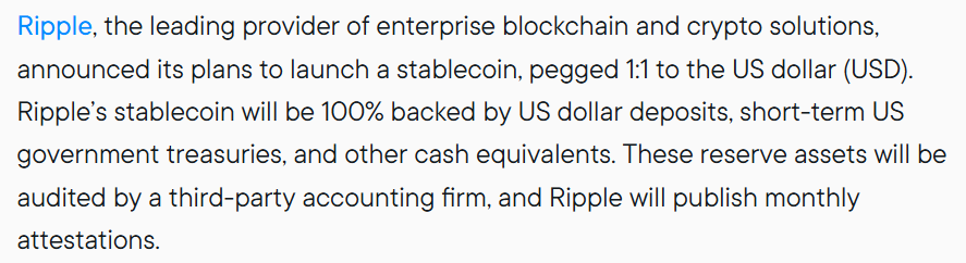 Be careful! This unsubstantiated escrow rumor flies directly in the face of Ripple's #RLUSD announcement the token "will be 100% backed by USD deposits, short-term US government treasuries, and other cash equivalents." Regulators would not like #RLUSD backed with #XRP.