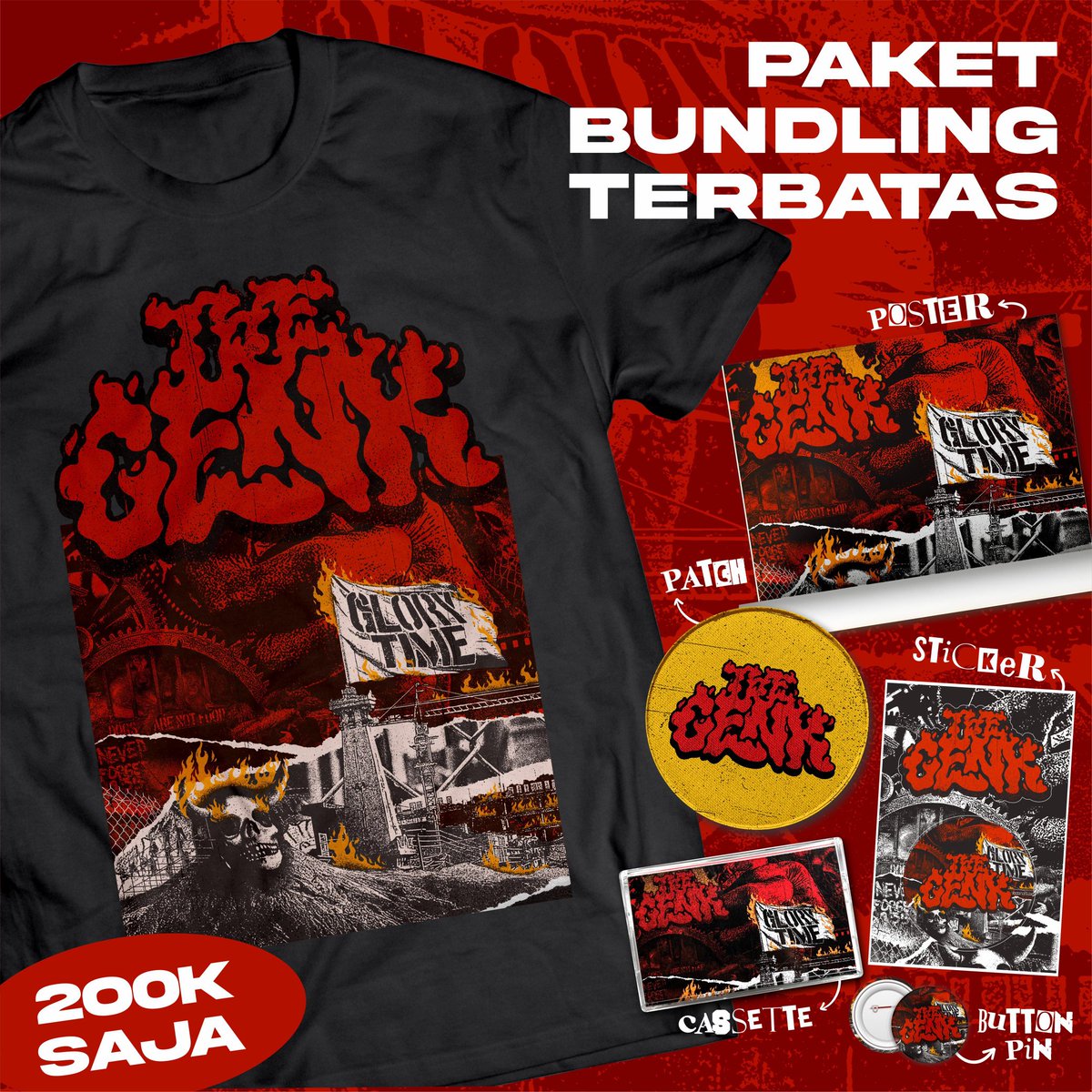 thegenkykc's tweet photo. MERDEKA ‼

Setelah sekian lama terpendam dan belum sempat kami rilis. Hari ini, dengan penuh semangat akhirnya kami merilis rilisan fisik (kaset) serta Merchandise Bundling dari album perdana kami.

#merchandise #album #rilisanfisik #thegenk #glorytime https://t.co/WyFfcubUdR