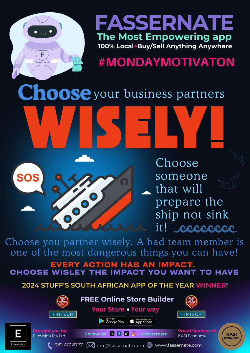 Good morning my beautiful family.

A great team builds, inspires, and steers your ship to greatness. Don’t let the wrong choices sink your visiion. Choose wisely, act boldly, and create the impact you want to see. 🚀 #Fassernate #MondayMotivation #BuildSmart
