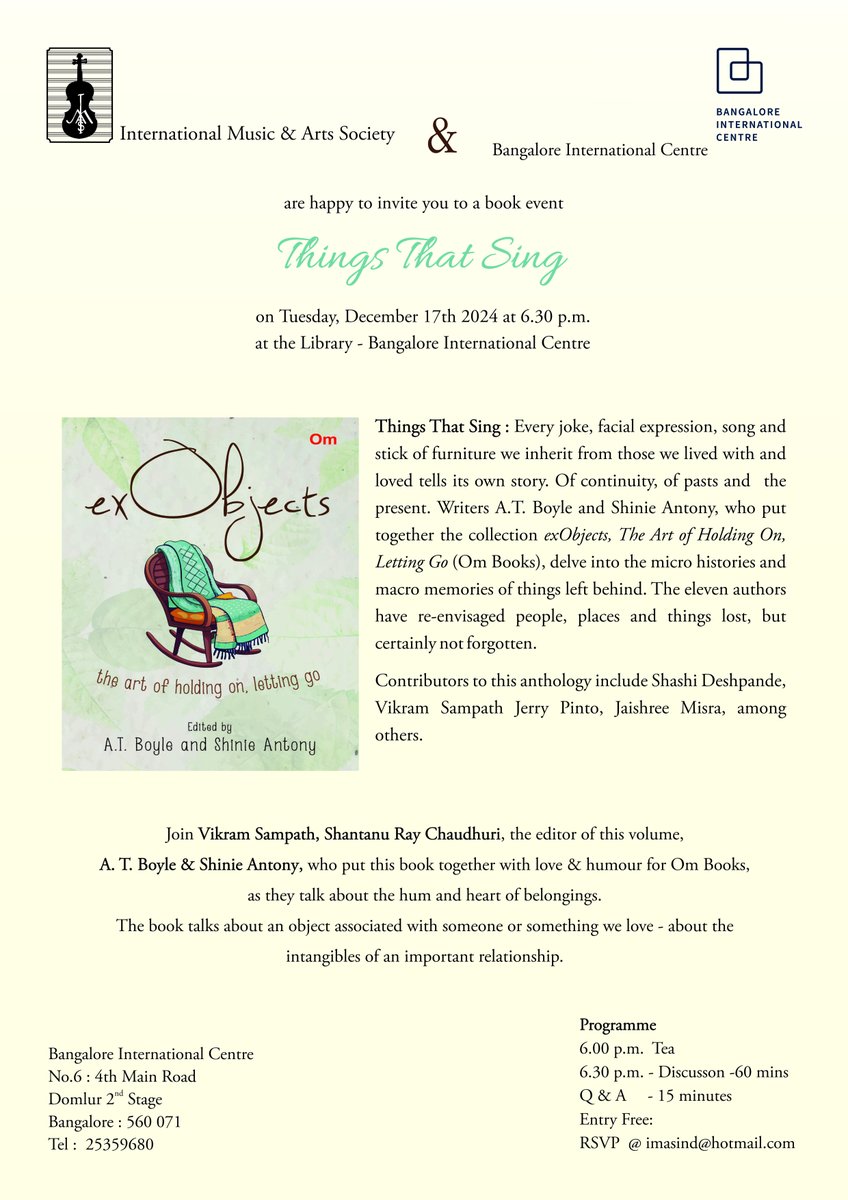 shinieantony's tweet image. When memories are broken down into lyrics and hums. When objects left behind by those we love arrange themselves into musical notes...
@vikramsampath @film_worm @ombooksdelhi @papercroissant @exobjects