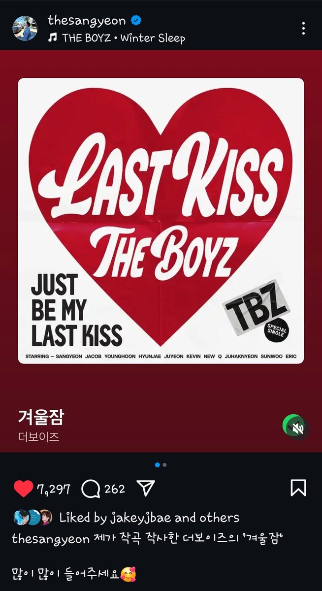 tbznuna's tweet photo. [thesangyeon] " '겨울잠' - 'Winter Sleep' that I had participated in the lyrics and composition. Please listen to it A LOT. "

#THEBOYZ #더보이즈 #SANGYEON #상연 @WE_THE_BOYZ #CHA1 ❤️ https://t.co/gSN0JfcMjG