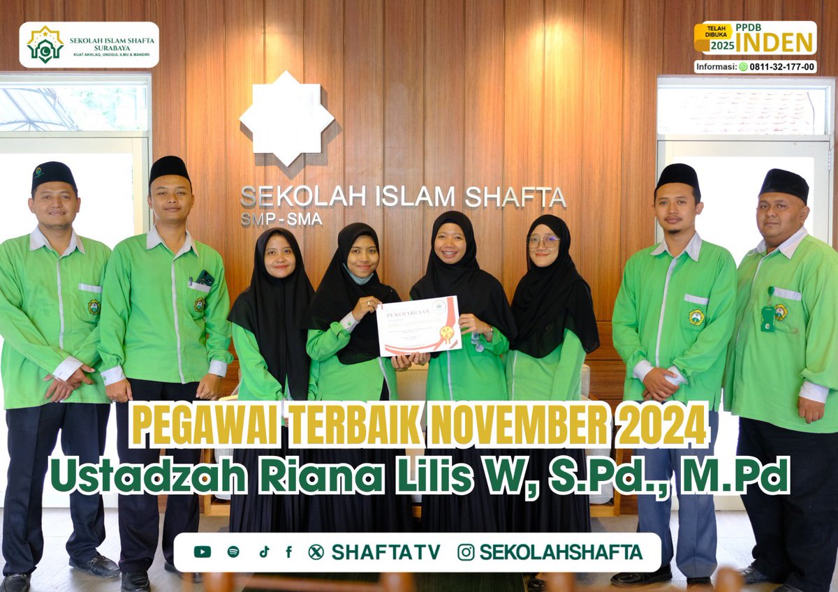 shaftatv's tweet photo. Selamat kepada Ustadzah Riana yang terpilih sebagai Pegawai Terbaik periode November 2024😊🙌🏻

Baca yuk artikelnya👇🏻
https://t.co/KHSigZG6bg

#SekolahSHAFTA
#AHAFTATV💚 https://t.co/xuJXkdfWMP